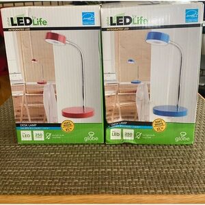 NEW! 2 Globe LED for Life Desk Lamps!  Wattage and Dimensions in photos!
